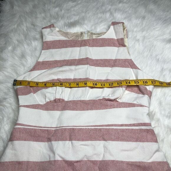 J.Crew Factory Pink White Striped Cotton Linen Sleeveless Sheath Dress Size 8 - Picture 4 of 10